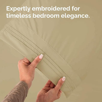 King Pillow Cases Set of 8 - Ultra Soft Hotel Quality Pillowcase Covers - Comfy & Wrinkle Free - Shrink, Stain and Fade Resistant - Easy-Care, Machine Washable Pillow Protectors - 8 Piece Set - Beige