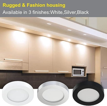 VST Under Cabinet Lighting Plug in with Wired Touch Dimmer Switch,Recessed or Surface Mount Design,Natural White 4000K 12V 2W(20W Total, 10 Pack White) Puck Lights Fixtures