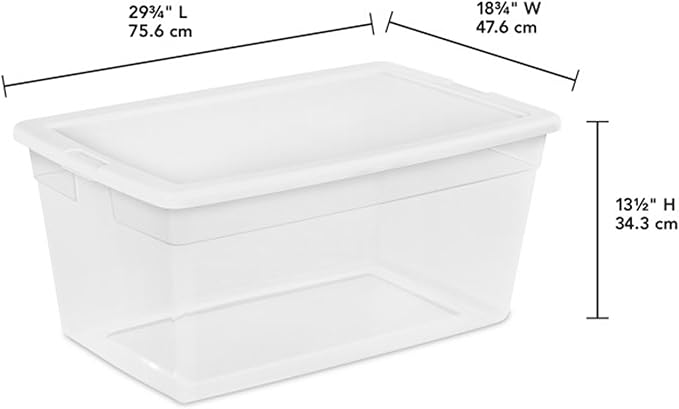 Sterilite 4-Pack 90 Quart Storage Box, Stackable Clear Plastic Bins with Snap-On Lids - Heavy-Duty Organizing Containers for Closet, Bathroom, and Office