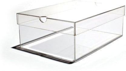 OnDisplay Luxury Acrylic Shoe Box - Clear Lucite Shoebox with Lid (Long)