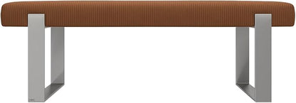 VANT Upholstered Bed Bench - Ribbed Terracotta - Brushed Nickel - Contemporary Modern, Bedroom Bench Seat, Hallway, or Entryway