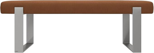 VANT Upholstered Bed Bench - Ribbed Terracotta - Brushed Nickel - Contemporary Modern, Bedroom Bench Seat, Hallway, or Entryway