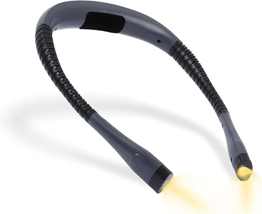 Book Light, 3-Color & 9-Brightness Reading Light, Bendable Neck Light, 80-hr Lasting Rechargeable Lamp, Perfect Book Light for Reading in Bed, Knitting, Camping (Grey, Classic)