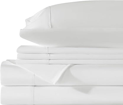 LBRO2M 1000 Thread Count 100% Egyptian Cotton Sheets Set 6 Piece Sets Queen Bed Sheet Deep Pocket Sheet Set 16" Soft Comfortable All Season (Queen, White)