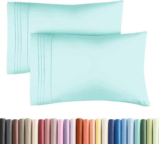 Standard Pillow Cases Set of 2 - Ultra-Soft Hotel Quality Pillowcase Covers - Comfy & Wrinkle Free - Stain & Fade Resistant - Machine Washable Pillow Protectors - 2 Piece Set - Standard Size Spa Blue