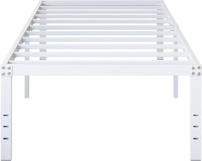 18 Inch Twin XL Bed Frame Heavy Duty No Box Spring Needed Metal Platform with Maximum Storage, Easy to Assembly, Noise Free, White