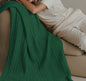 100% Cotton Cable-Knit Throw Blanket: 60" x 70", Ultra Soft, Breathable, All-Season Comfort & Versatility, Ideal for Couch, Bed, Travel and Gifting (Green)
