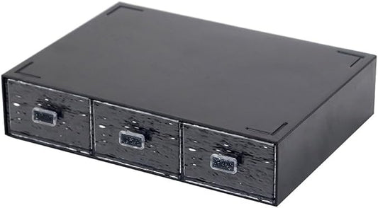 Desktop drawers, stackable plastic drawers, stationery and office supplies (Black, 3 Compartment)