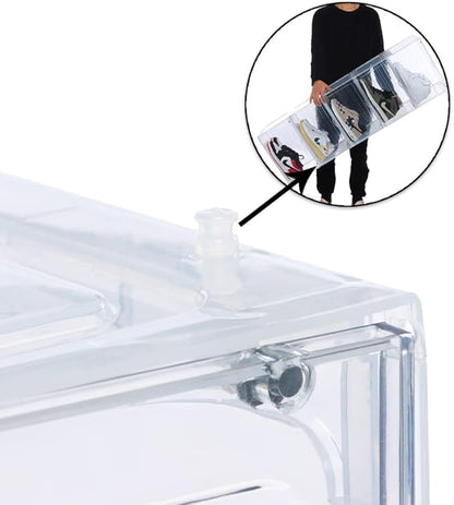 8 PACK XL Shoe Storage Box,Drop Side Sneaker Display Case,Shoe Boxes Clear Plastic Stackable 13.4”x 10.6”x 8.3” Fit up to US 13 (Clear 8Pack)