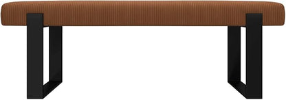 VANT Upholstered Bed Bench - Ribbed Terracotta - Matte Black - Contemporary Modern, Bedroom Bench Seat, Hallway, or Entryway