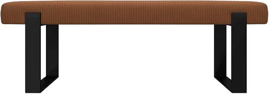 VANT Upholstered Bed Bench - Ribbed Terracotta - Matte Black - Contemporary Modern, Bedroom Bench Seat, Hallway, or Entryway