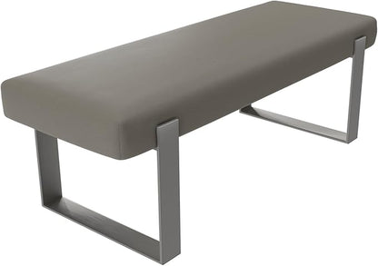 VANT Upholstered Bed Bench - Vintage Leather Dusty Taupe - Brushed Nickel - Contemporary Modern, Bedroom Bench Seat, Hallway, or Entryway