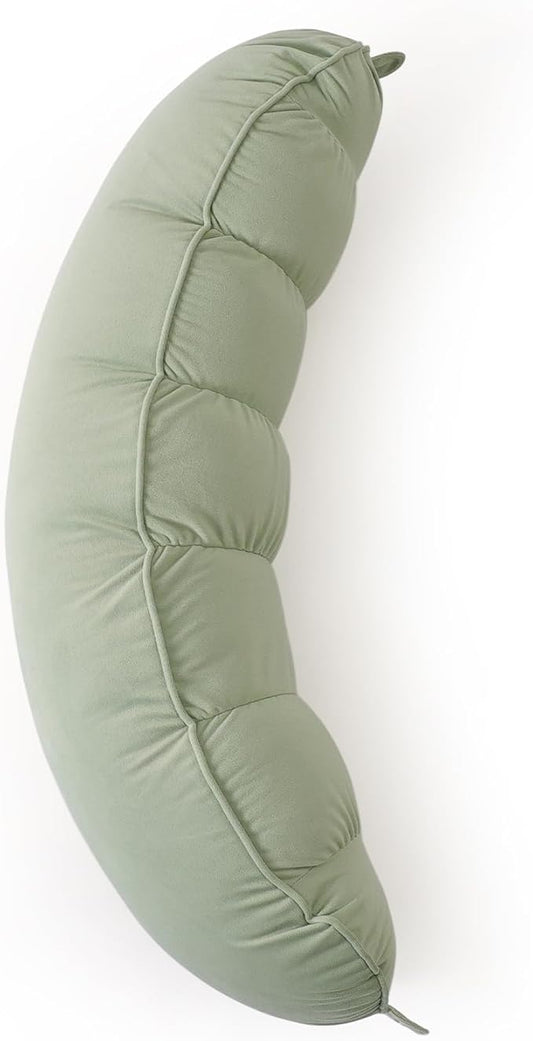 Peallow(Pat. Pend) – Long Round Body Pillow for Adults, Bolster Pillow for Sleeping, Soft and Supportive Pillow for Sleeping & Lumbar Support (Celadon Green, 29.5")