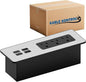 Kable Kontrol Recessed Power Strip Kit with Fast Charging 2 PD65W USB-C Ports, 2 USB-A Ports, 3 Power Desk Outlets, Replaceable Silver Finish Panel Plate Flush Mount Charging Station Grommet - 20 Pcs