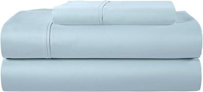 400 Thread Count Twin XL Bed Sheets, 100% Egyptian Cotton Twin XL Sheet Set, Soft & Comfy 3 Piece Luxury Hotel Sheets Fits Upto 17", Machine Washable No Pill Blue Sheet & Pillowcase Sets- Light Blue