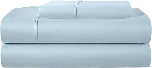 400 Thread Count Twin XL Bed Sheets, 100% Egyptian Cotton Twin XL Sheet Set, Soft & Comfy 3 Piece Luxury Hotel Sheets Fits Upto 17", Machine Washable No Pill Blue Sheet & Pillowcase Sets- Light Blue