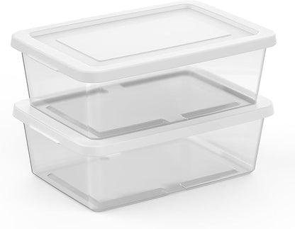 Sterilite 60 Pack Storage Box, 12 Quart Stackable Tote, Clear Plastic Container with Secure Snapping Lids for Home and Office Organization, White