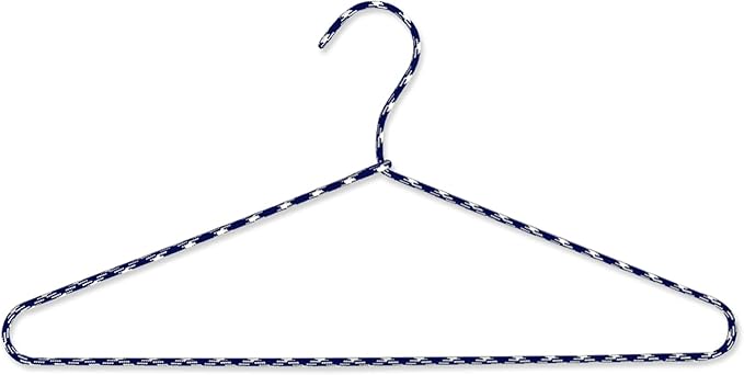 Clothes Hangers 60 Pack Stylish Fabric Wrapped Metal, Space Saving Coat, Velvet, Pant Hangers for Closet Organization, Durable Non-Slip, Navy/White Wardrobe Essentials Bulk Storage