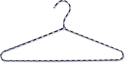 Clothes Hangers 60 Pack Stylish Fabric Wrapped Metal, Space Saving Coat, Velvet, Pant Hangers for Closet Organization, Durable Non-Slip, Navy/White Wardrobe Essentials Bulk Storage