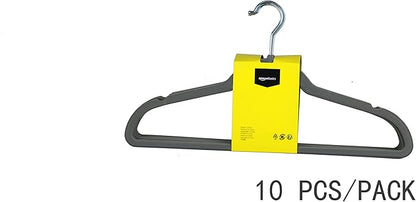 Amazon Basics Slim, Velvet, Non-Slip, Durable Suit Clothes Hangers for Closet, Coats, Pants, Shirts, Gray/Silver, Pack of 100