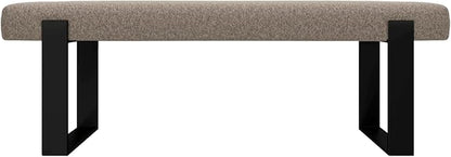 VANT Upholstered Bed Bench - Faux Merino Wool Brown - Matte Black - Contemporary Modern, Bedroom Bench Seat, Hallway, or Entryway
