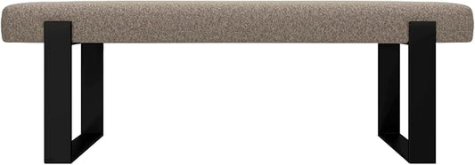VANT Upholstered Bed Bench - Faux Merino Wool Brown - Matte Black - Contemporary Modern, Bedroom Bench Seat, Hallway, or Entryway