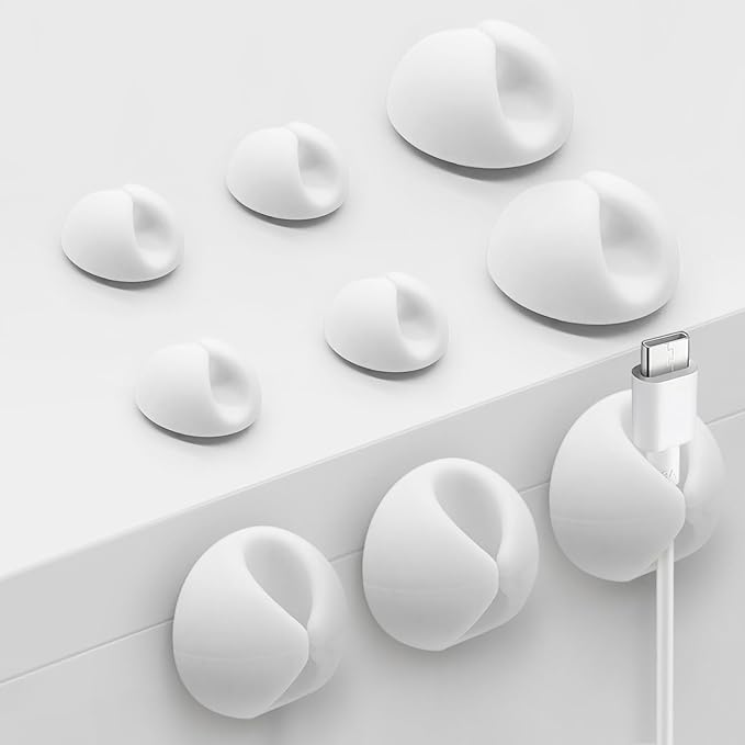 Phone Charger Cord Holder, Mini Cable Clips Wire Organizer, Cable Management for Desk, Office and Nightstands, 9 PCS