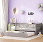 Bellemave Twin Kids Bed Frames with Rails for Kids, Twin daybed with Trundle for Boys/Girls/Adults，Gray