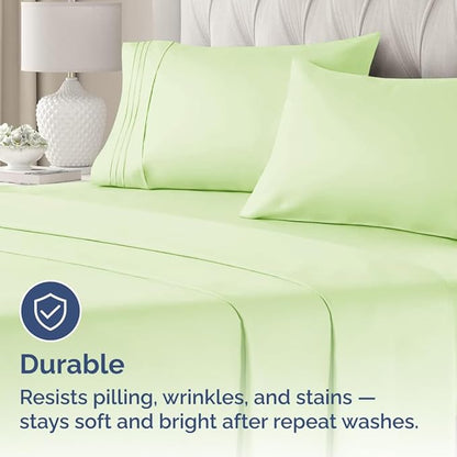King Pillow Cases Set of 4 - Ultra Soft Hotel Quality Pillowcase Covers - Comfy, Cozy & Wrinkle Free - Shrinkage & Fade Resistant - Machine Washable Pillow Protectors - 4 Piece Set - Light Sage Green