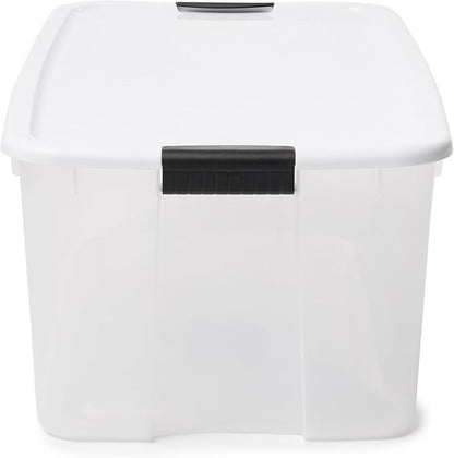 Sterilite 4-Pack Ultra Latching Box, Storage Bins with Lids, Clear Plastic, 116 Quart - Heavy-Duty Organizing Containers for Closet, Bathroom, and Office