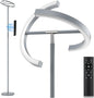 Silver Floor Lamps for Living Room, Stepless Dimmable Standing Lamp with Touch Remote Control, 22W Rotatable LED Floor Light Tall Uplighter for Bedroom Office, 69'' Modern Room Light