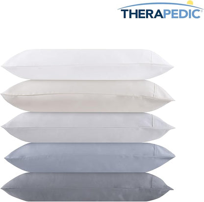 Therapedic 1000TC Split King 7-Piece Sheet Set - 100% Organic Rayon Derived from Bamboo Blend with Cooling Fiber, Ideal for Hot Sleepers - 16" Deep Pocket Fitted Sheet, Bonus Pillowcases - Ivory