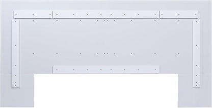 memomad Bali Slim Set: Storage Platform Bed with Drawers + Flat Panel Headboard (Full Size, White Wood)
