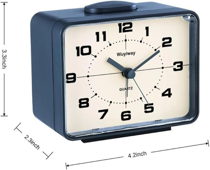 Retro Analog Alarm Clock, Battery Operated,4" Vintage Decor for Bedroom, Nightstand, Bedside, Desk, Table,Silent,Lighted on Demand and Snooze,Ascending Beep Sounds,Easy to Set (Blue)