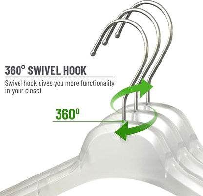 All Hung Up Hangers Plastic Coat Hangers, Clothes Hangers (Smokey Clear, 36pk)