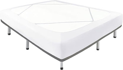 Biscaynebay Decorative Box Spring Cover Full & Full XL Size, White Luxurious Jersey Knitting Stretchy Wrap Around 4 Sides Bed Skirt for Home/Hotels, Easy Fit Wrinkle & Fade Free Machine Washable
