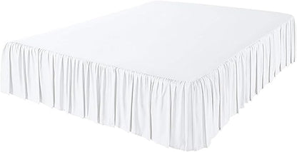 KRISHNA Ruffled Bed Skirt with Split Corners King, 100% Microfiber Hotel Quality, 10 Inch Drop Dust Ruffle Gathered Bedskirt with Platform, 78" x 80", White