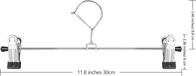 NORTHERN BROTHERS Pants Hangers 12 Pack Skirt Hangers with Clips Metal Adjustable Hanger for Pants Trousers Men Women Kids Clothes