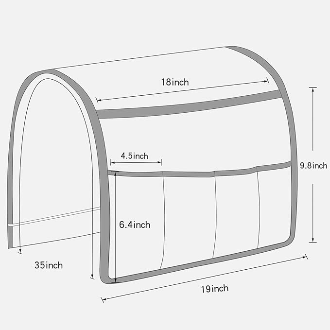 NB Sofa Armrest Organize remote holder bedside caddy organizer with 5 pockets，non-slip couch remote control holder couch armchair caddy accessories (Flaxen, 35''x18'')
