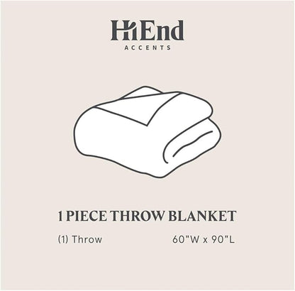 HiEnd Accents Teddy Throw Blanket, 60x90 inch, Cream, Oversized Boucle Throw Blanket, Soft Cozy Classic Chic Casual Heavy Blanket, Modern Rustic Plush Comfy Warm Blanket for Bed, Sofa