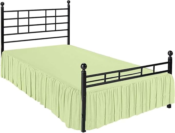 Sage Solid Ruffled Bed Skirt Full-24 Inch Drop Split Corner, Microfiber Bedskirt with Platform Three Sided Coverage