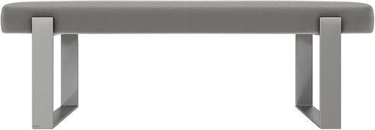 VANT Upholstered Bed Bench - Zigrino Mineral - Brushed Nickel - Contemporary Modern, Bedroom Bench Seat, Hallway, or Entryway