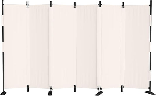Room Divider, 6 Panel Upgraded Folding Privacy Screen, 132” Highly Secretive Separation with 4 Metal Feet, Partition Screen, Lightweight Freestanding Wall Divider Bedroom (White)