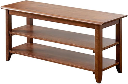XKZG Storage Bench Wooden Shoe Rack Bench Rustic Solid Wood Entryway Bench (Brown,39.4")