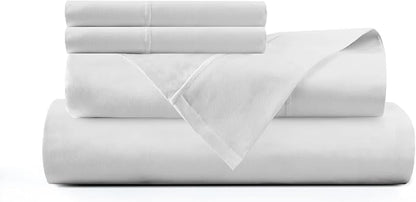 Hyde Lane California King Sheets - 1000 Thread Count Luxury Cotton, Deep Pocket Fitted Sheet Set, Soft & Breathable Sateen Weave, Durable & Elegant Bedding (Natural White)