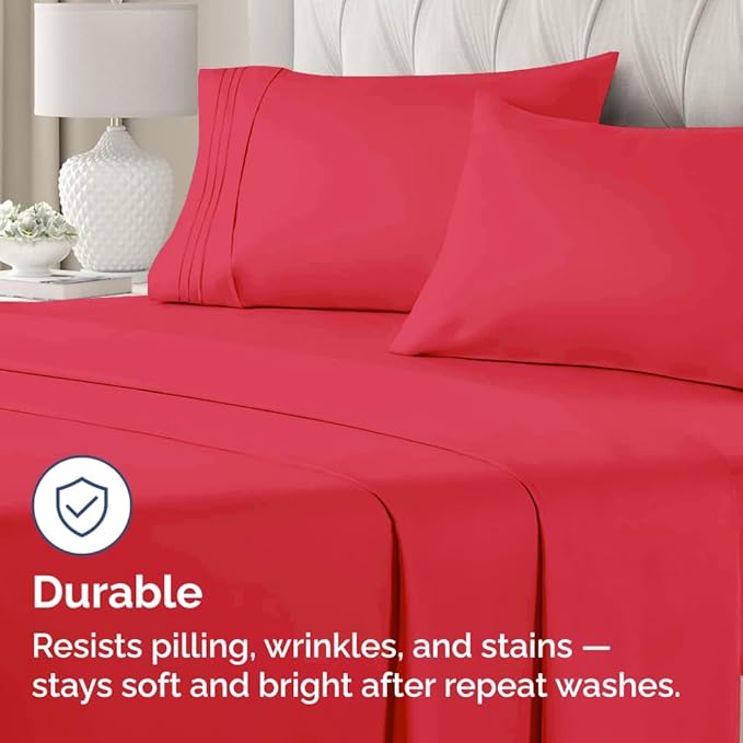 Queen Pillow Cases Set of 2 - Ultra Soft Hotel Quality Pillowcase Covers - Comfy, Cozy, Cooling & Wrinkle Free - Shrink, Stain & Fade Resistant - Machine Washable Pillow Protectors - 2 Piece Set - Red