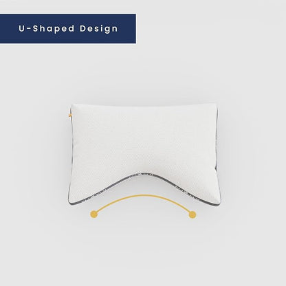 Eli & Elm | Best Ergonomic Side Sleeper Pillow for Neck Pain. Supportive Cooling Latex Fill with Luxury Breathable Cover. U-Shape Contoured Design. Queen Size Bed Pillow. (Pillow & Pillow Case)