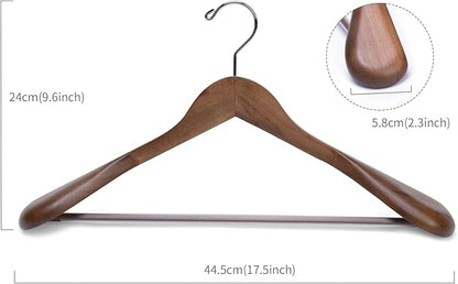 Nature Smile Luxury Wooden Suit Hangers 12 Pack Wood Coat Hangers Jacket Outerwear Shirt Hangers,with Extra-Wide Shoulder, 360 Degree Swivel Hooks & Anti-Slip Bar with Screw(Retro Color)