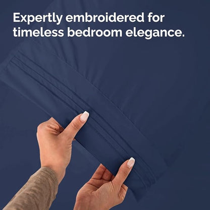 Queen Pillow Cases Set of 8 - Ultra Soft Hotel Quality Pillowcase Covers - Comfy, Cozy & Wrinkle Free - Shrink, Stain and Fade Resistant - Machine Washable Pillow Protectors - 8 Piece Set - Navy Blue