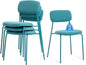 Stackable Dining Chairs Set of 4, Stack Chair with Padded Seat & Back, 4-Pack Indoor Stacking Chairs for Waiting Room, Classroom, Church, Lobby and Restaurant, Blue.
